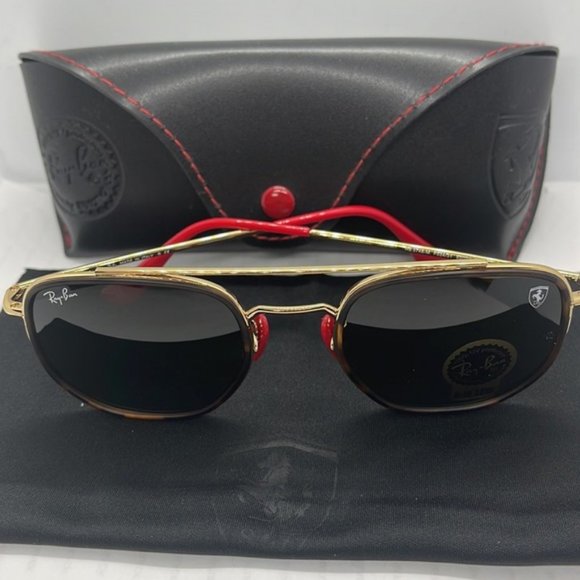BNIB Never Worn Rayban Ferrari Scuderia Rb3748 TortoiseGold/Green - Picture 2 of 6